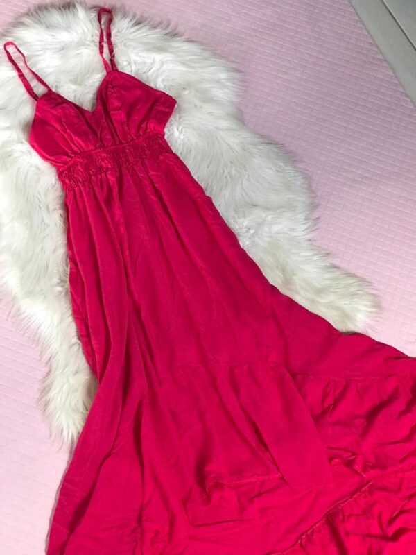VESTIDO VISCOSE ROSA ABERTURA NA BAINHA (TAM. ÚNICO)