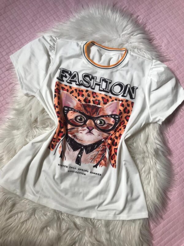 T-SHIRT BRANCA - FASHION ANIMAL PRINT GG
