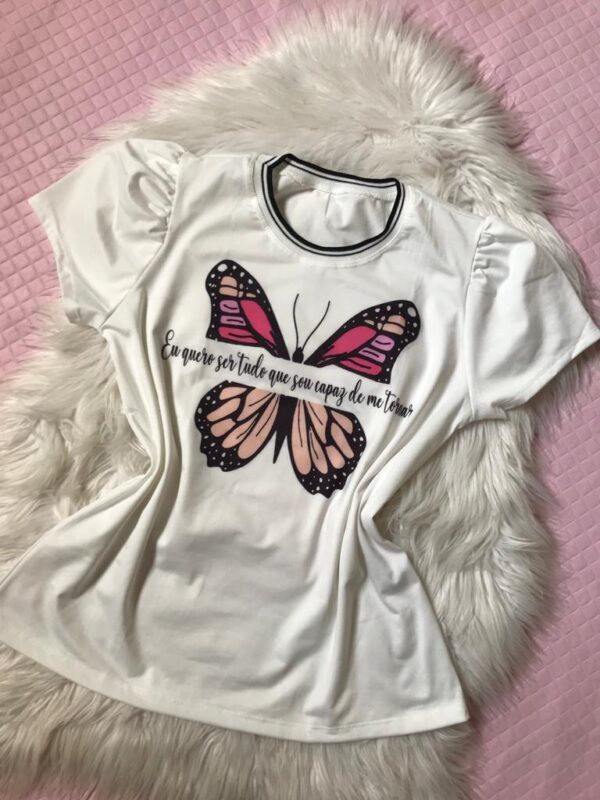 T-SHIRT BRANCA - ''BORBOLETA'' GG
