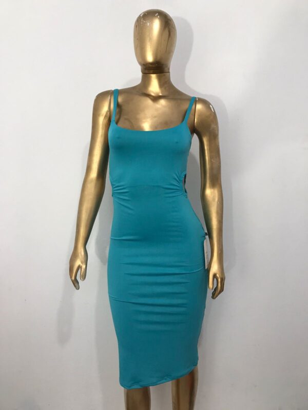 VESTIDO MIDI DE ALÇA EM SUPLEX C/ ABERTURA NA LATERAL AZUL TAM M E G