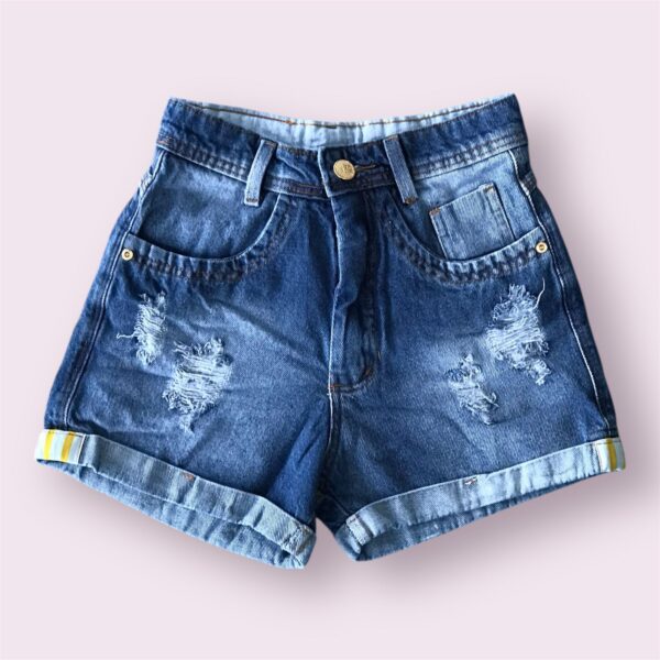 SHORT JEANS C/ DETALHE NA BARRA S/LYCRA